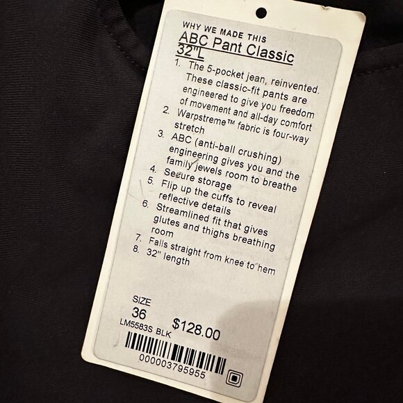 Lululemon ABC Classic-Fit 5 Pocket Pant 32L Warpstreme - Picture 5 of 5